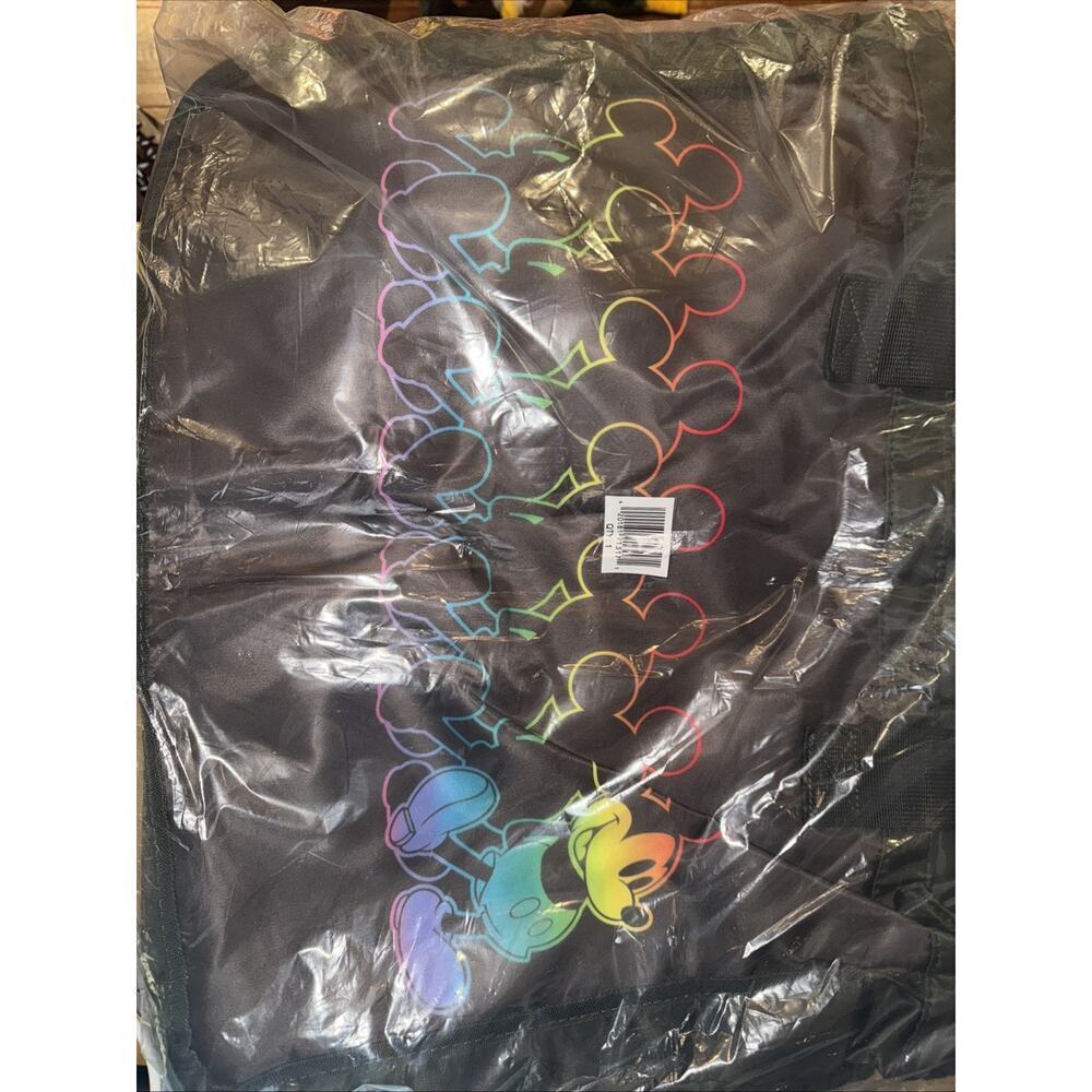 DISNEY Rainbow Mickey PRIDE Large Gray Black Tote Bag - Picture 1 of 4
